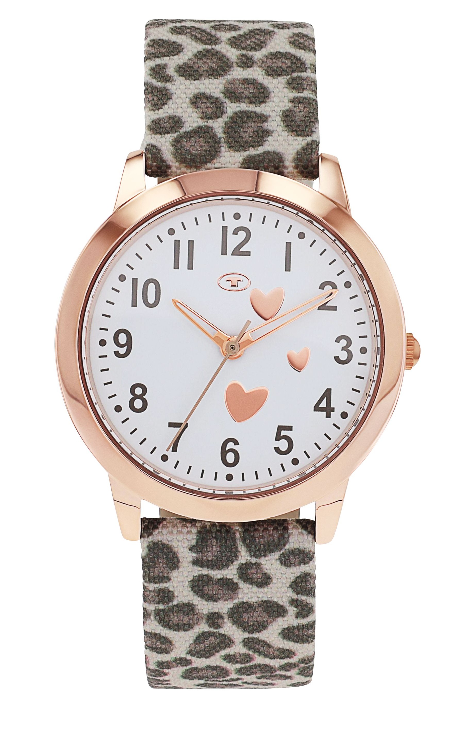 Tom Tailor Mädchen Armbanduhr 2100730 Textilband Leoparden-Print