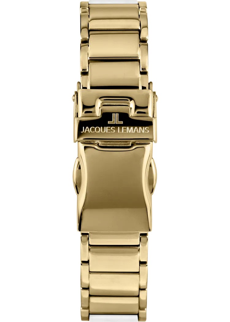 Jacques Lemans Damen Armbanduhr Monaco 42-7L Edelstahl IP Gold Keramik weiß