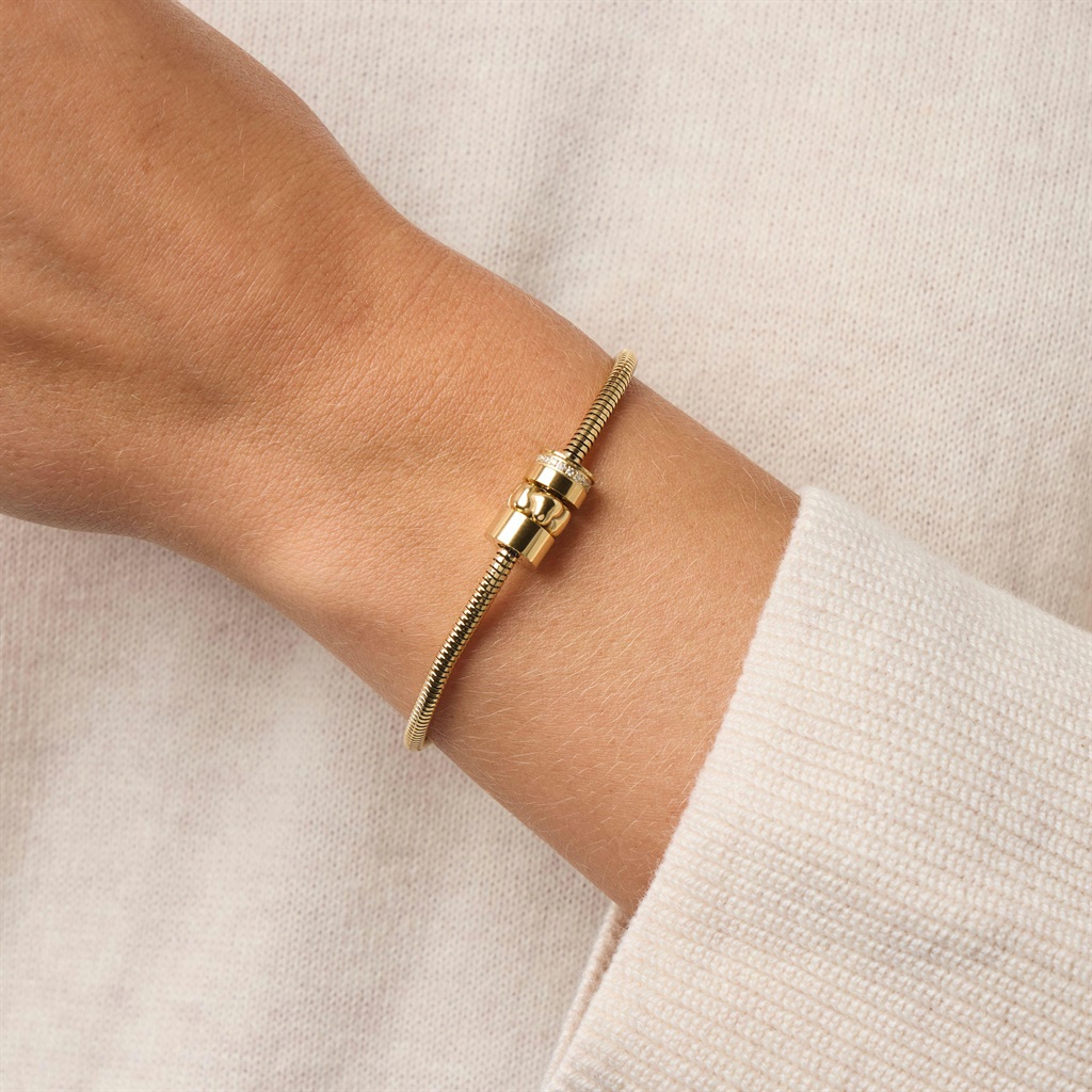 Tom Tailor Damen Armband 2101826 Edelstahl Schlangengliederung mit Schmuck-Beads goldplattiert
