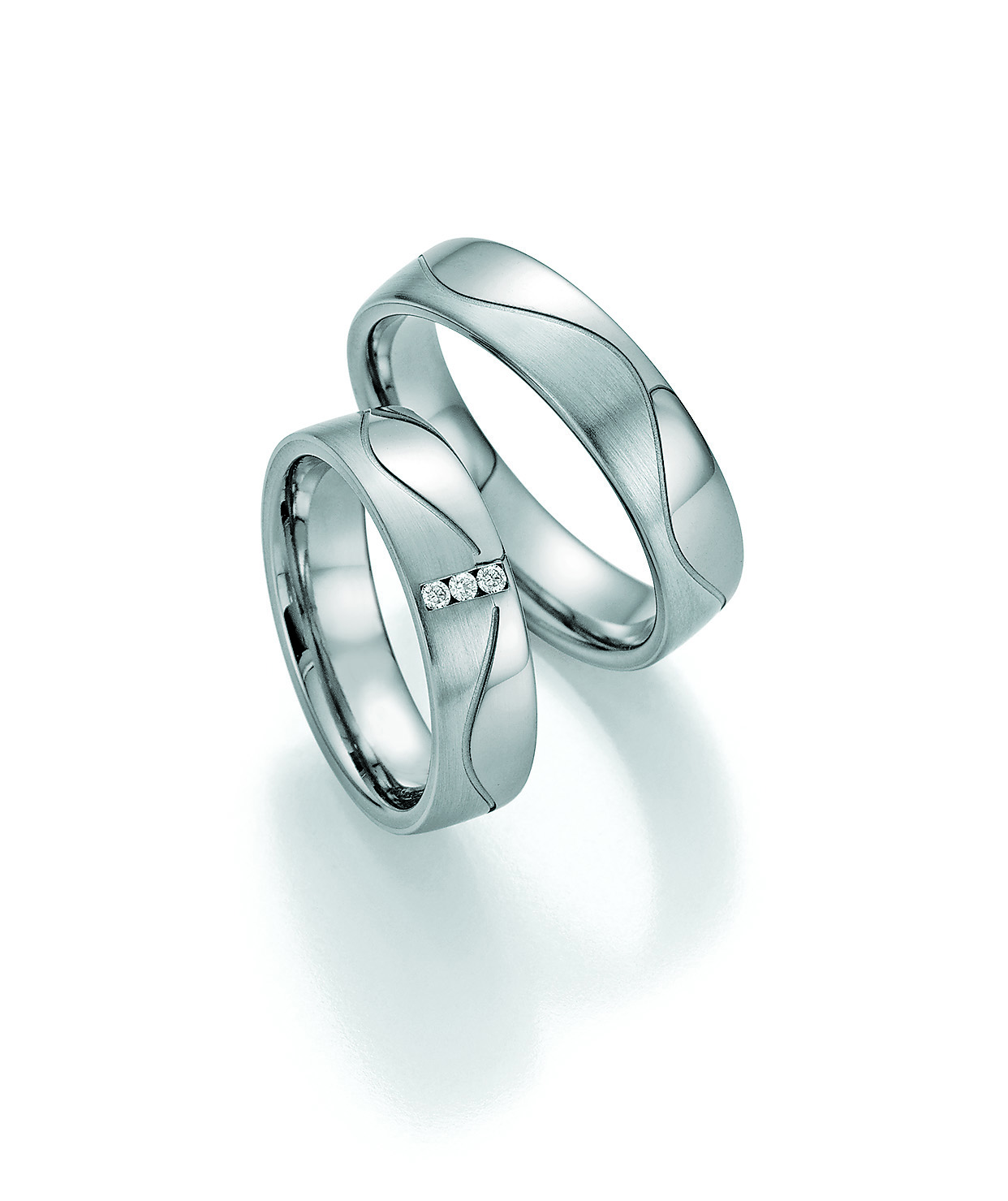 Eheringe Trauringe White Style Platin Plus Titan Brilliant 86-10090 / 86-10100