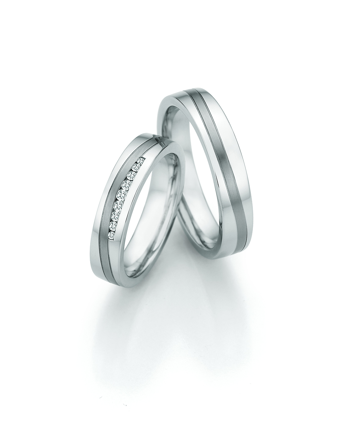 Eheringe Trauringe White Style Steel Titan Brillant II 68-20130 / 68-20140