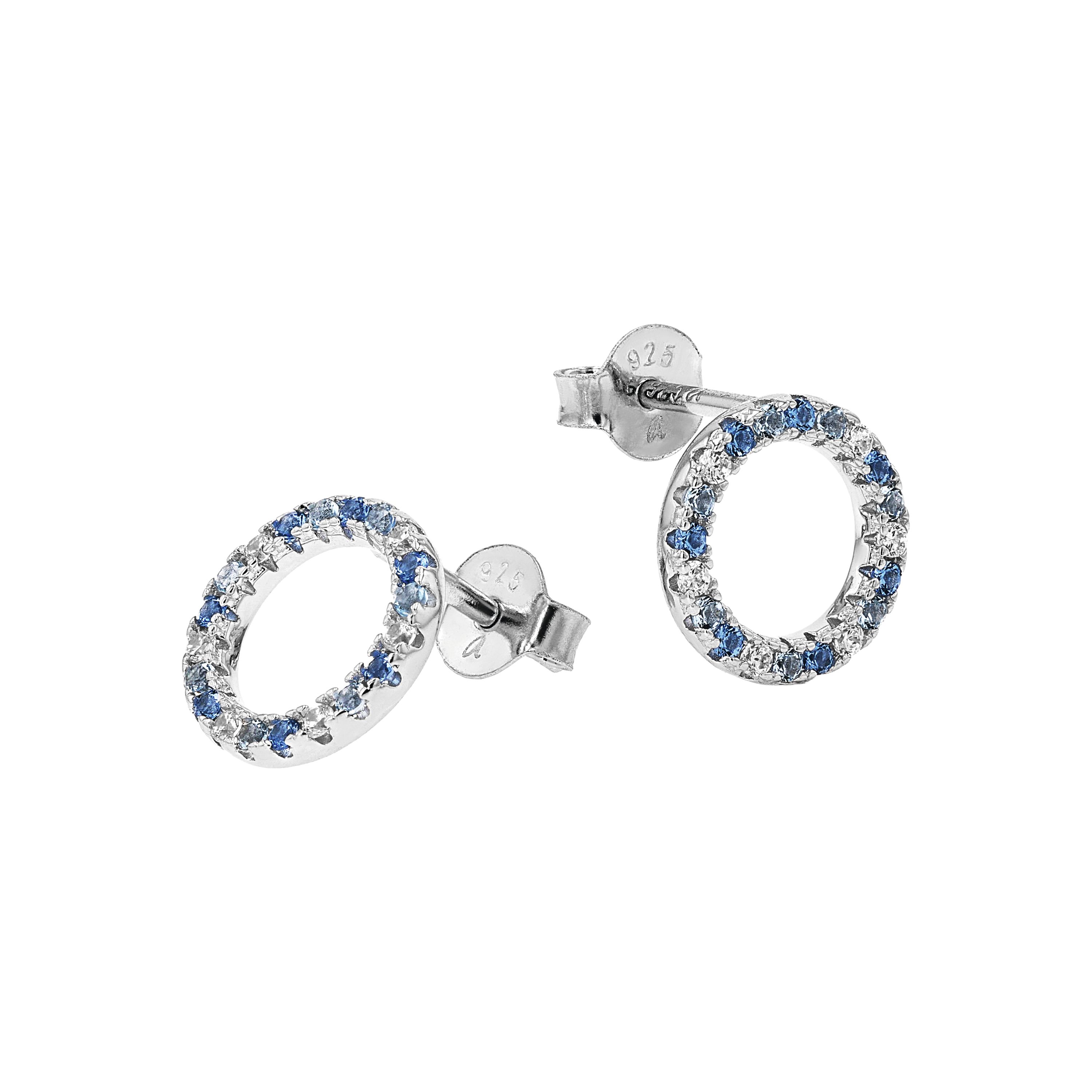 Tom Tailor Damen Ohrstecker 2101264 Silber 925 synth. Zirkonia blau weiß