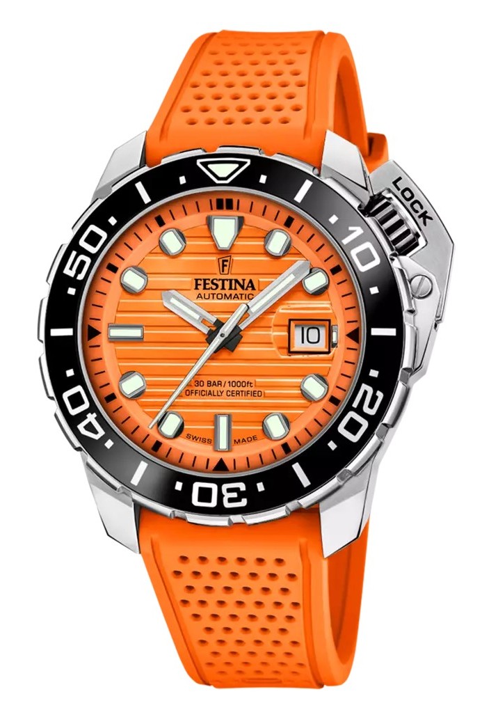 Festina Diver Herren Armbanduhr Swiss F20043/3 Edelstahl Automatic