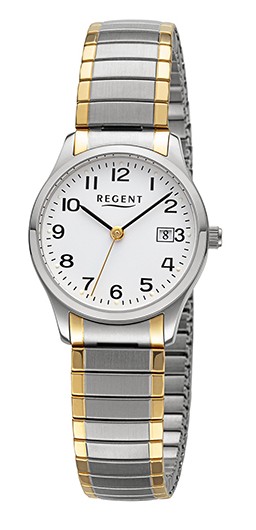 Regent Damen Armbanduhr F-1514 Edelstahl bicolor mit Zugband