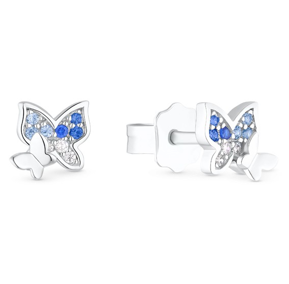 Lillifee Mädchen Ohrstecker 2037074 Schmetterling Silber 925 synth. Zirkonia blau