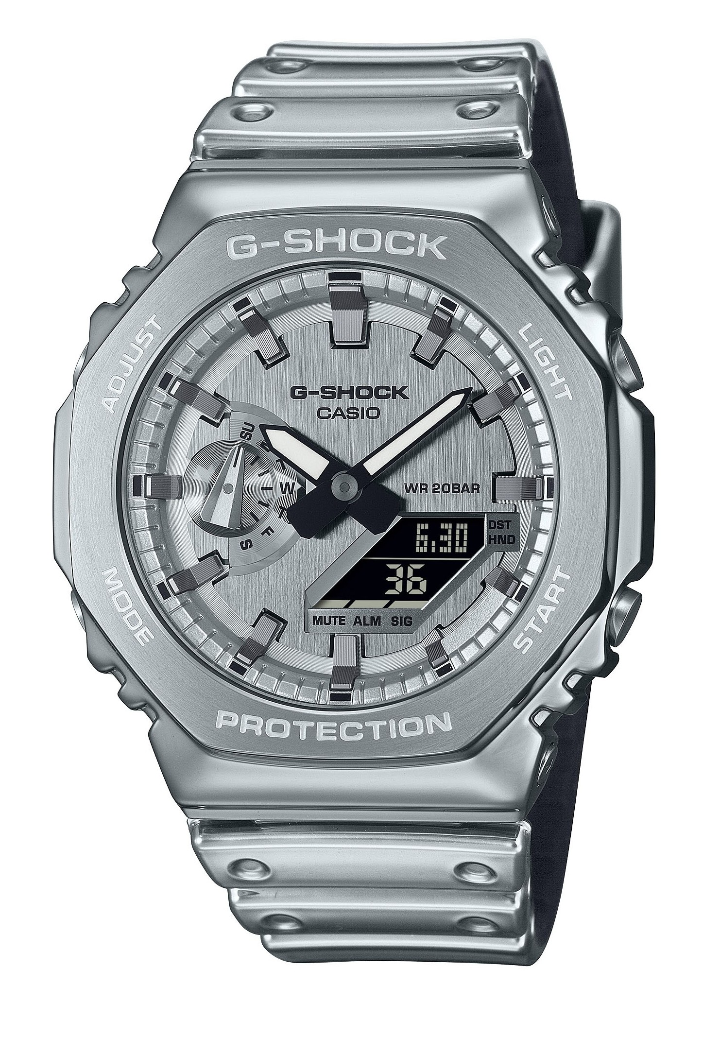 Casio Herren Armbanduhr G-Shock GM-2100YM-8AER analog digital silberfarben