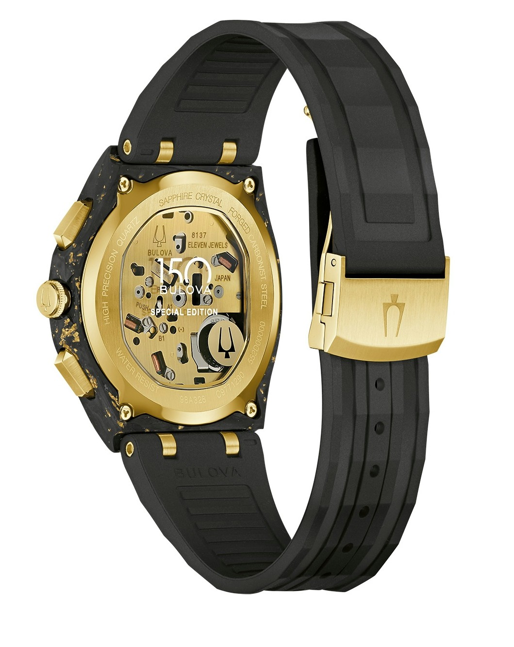 Bulova Herren Armbanduhr 98A328 Curv Chronograph schwarz-goldfarben Jubiläumsedition