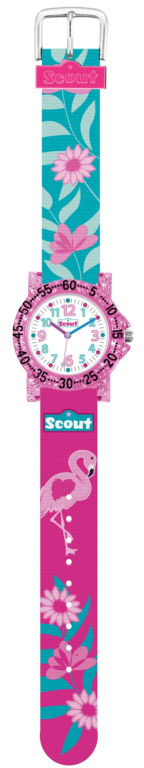Scout Kinder Armbanduhr 280375019 The IT-Collection Glitter Flamingo