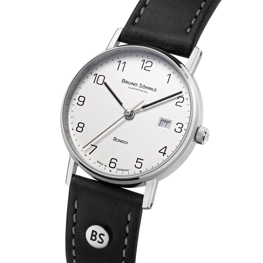 Bruno Söhnle Damen Armbanduhr 17-13106-221 Rondo Edelstahl Lederband schwarz