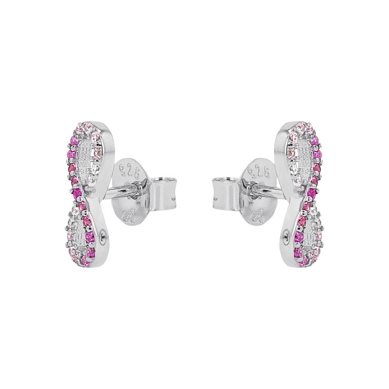 Tom Tailor Mädchen Ohrstecker 2100589 Silber 925 Infinity-Motiv mit synth. Zirkonia weiß und pink