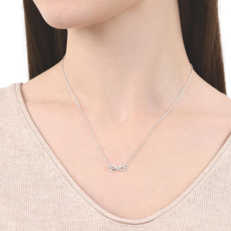 Tom Tailor Damen Halskette Infinity 2100583 Silber 925 synth. Zirkonia