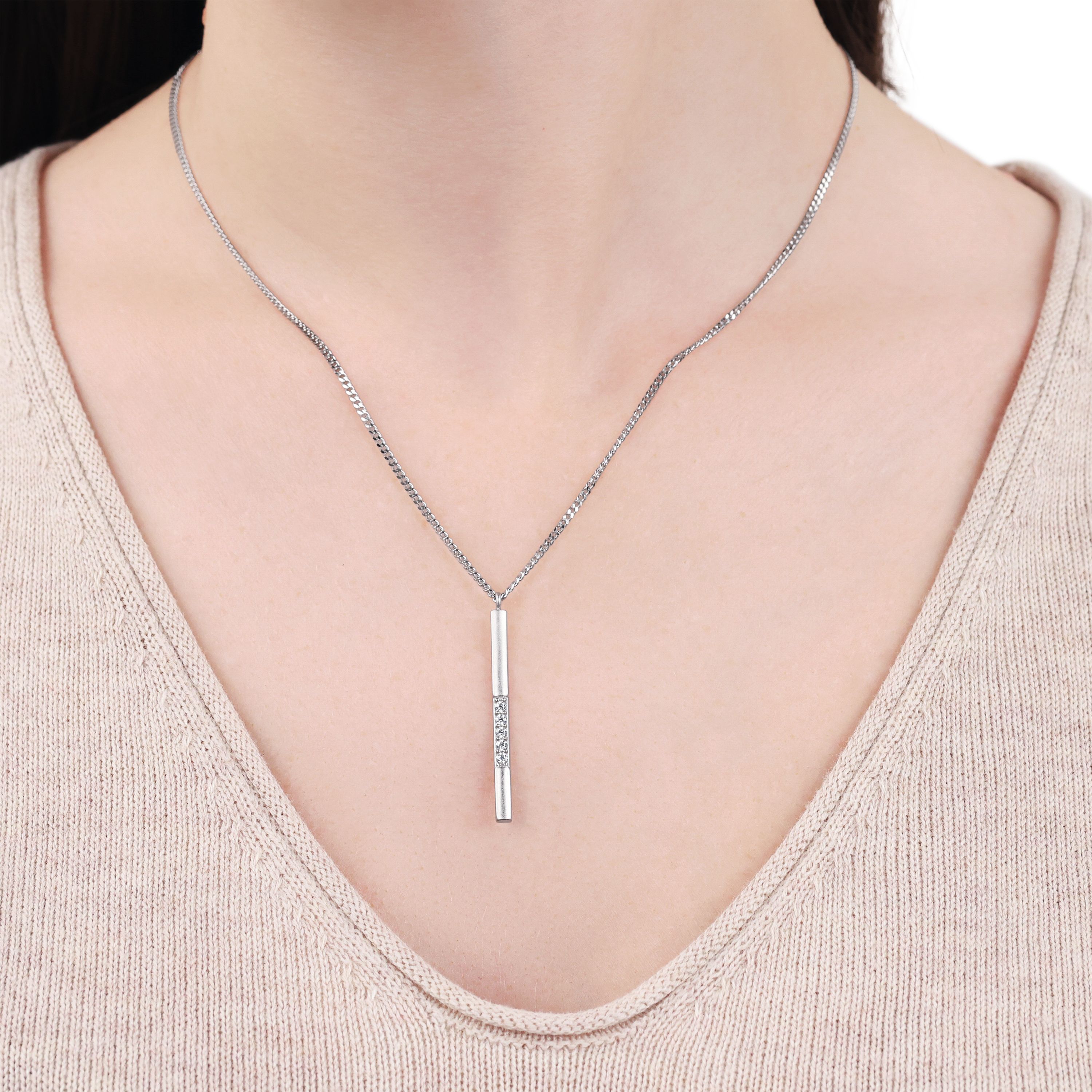 Tom Tailor Damen Halskette 2101269 mit Anhänger Silber 925 synth. Zirkonia