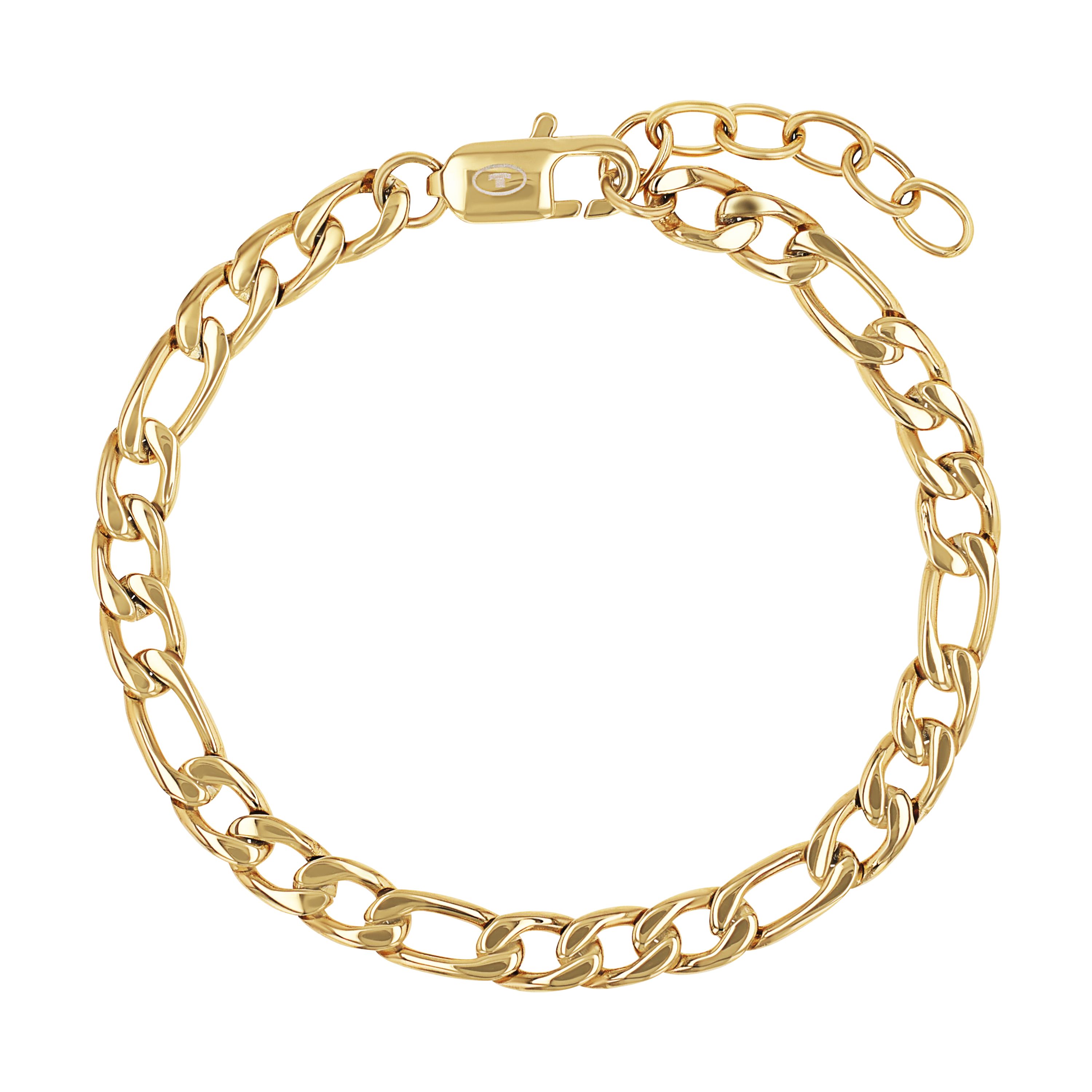 Tom Tailor Herren Armband 2101331 Figaro Edelstahl goldplattiert
