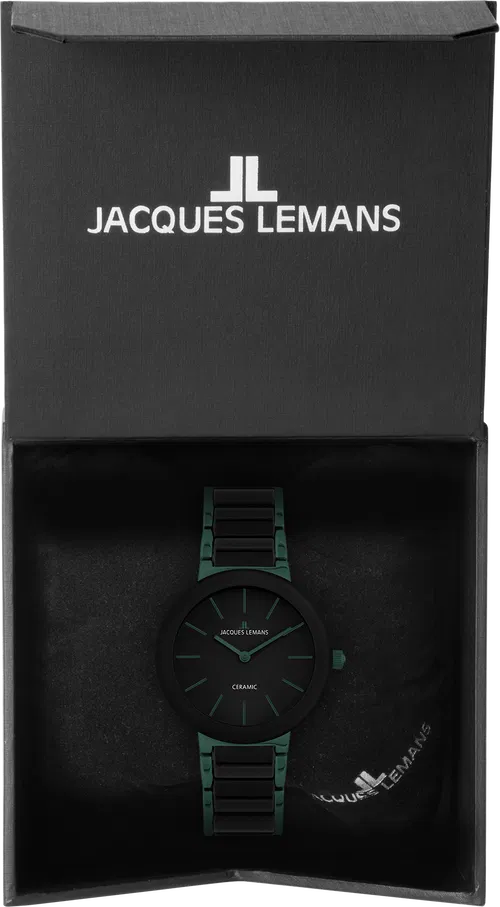 Jacques Lemans Armbanduhr Monaco 42-8K Edelstahl IP petrol Keramik schwarz