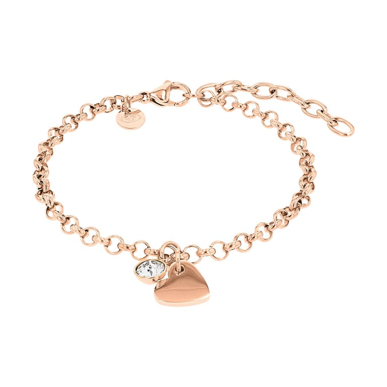 Tom Tailor Damen Armband 2100672 roségoldplattierter Edelstahl Erbsgliederung mit Anhänger Herz und synth. Zirkonia
