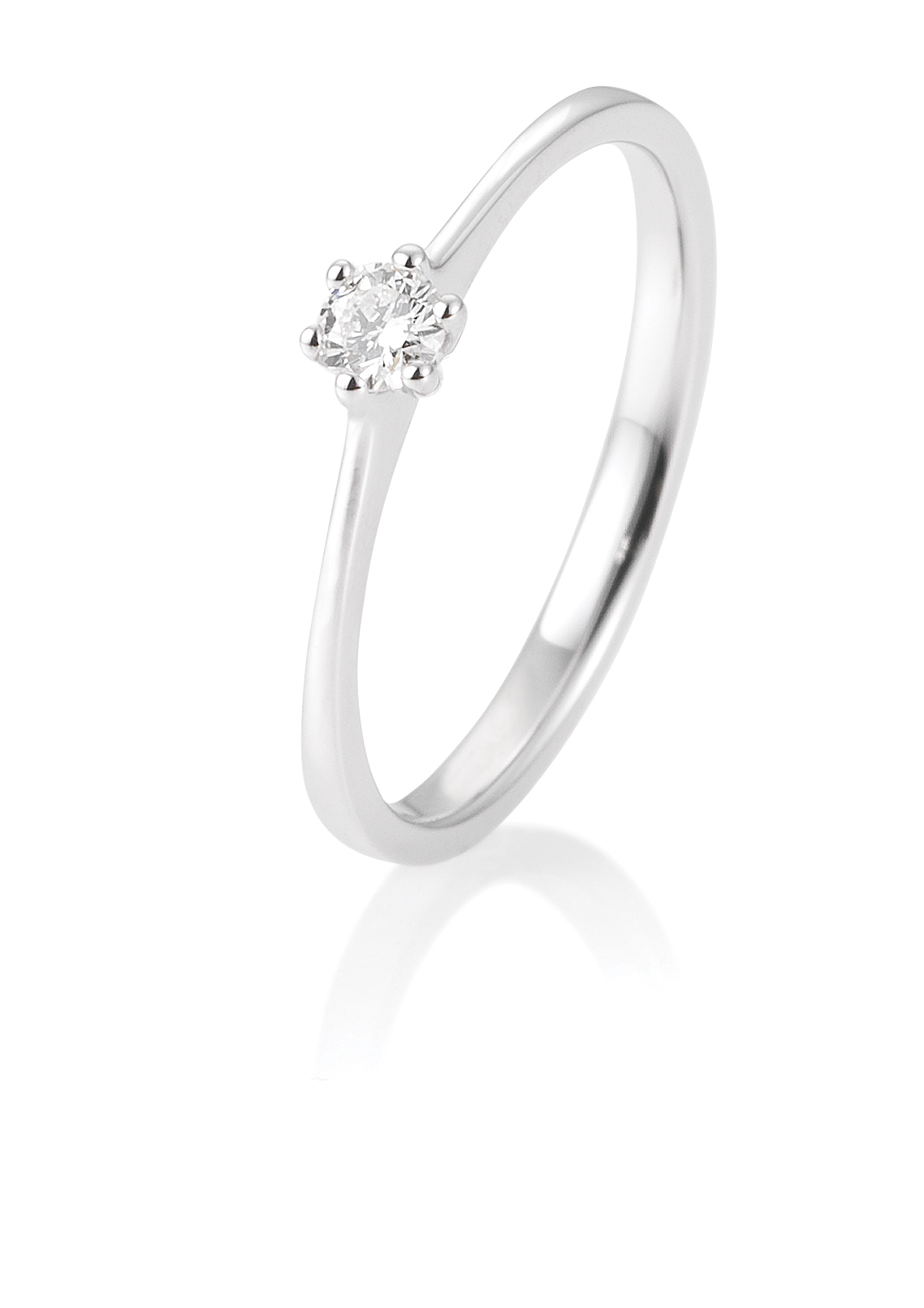 Breuning Solitaire Ring 41/82144-0 Brillant 6er Krappe Weißgold