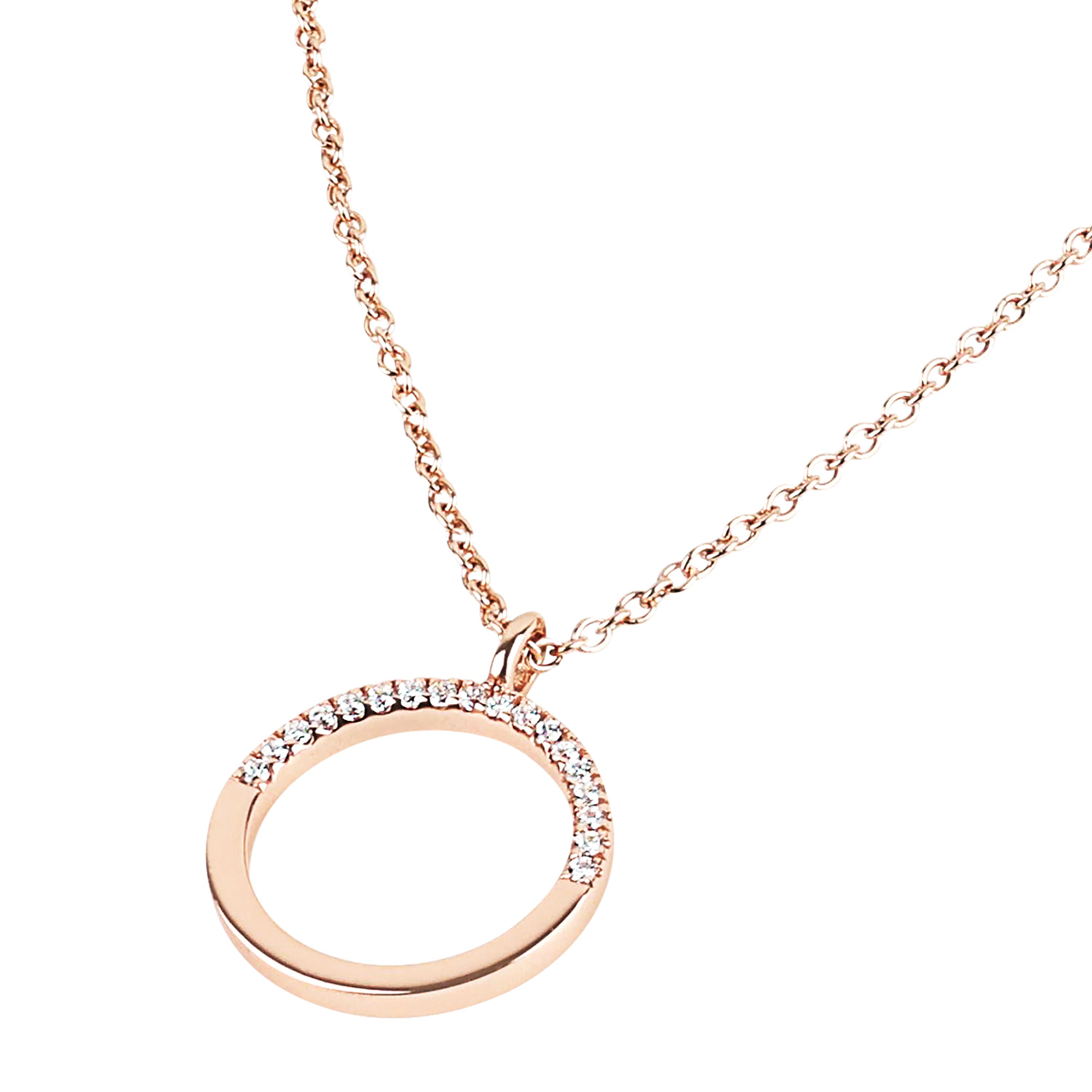 Tom Tailor Damen Halskette 2101280 mit Anhänger Kreis Silber 925 rosévergoldet synth. Zirkonia
