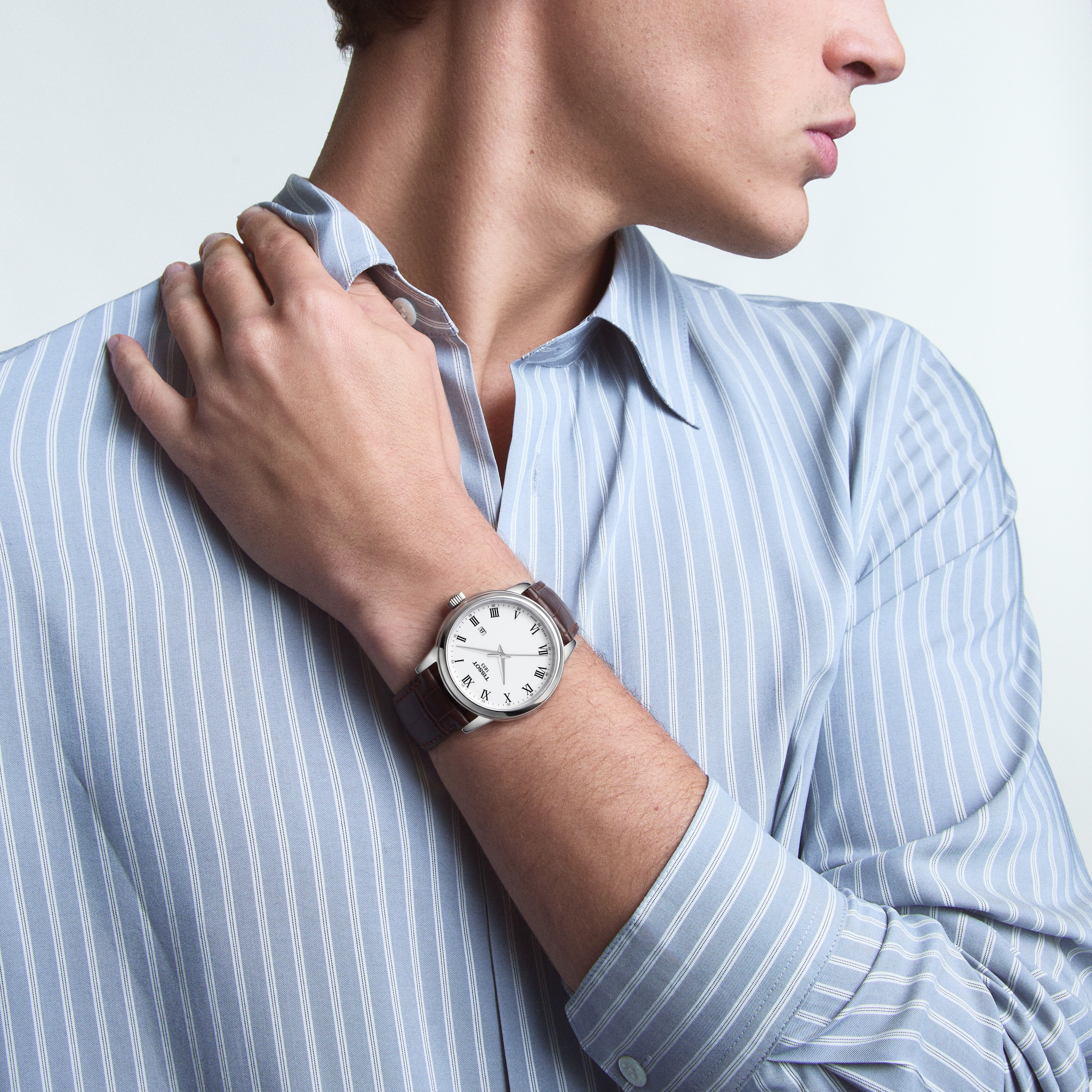 Tissot Herren Armbanduhr T129.410.16.013.00 Classic Dream 42mm Edelstahl mit dunkelbraunem Lederband