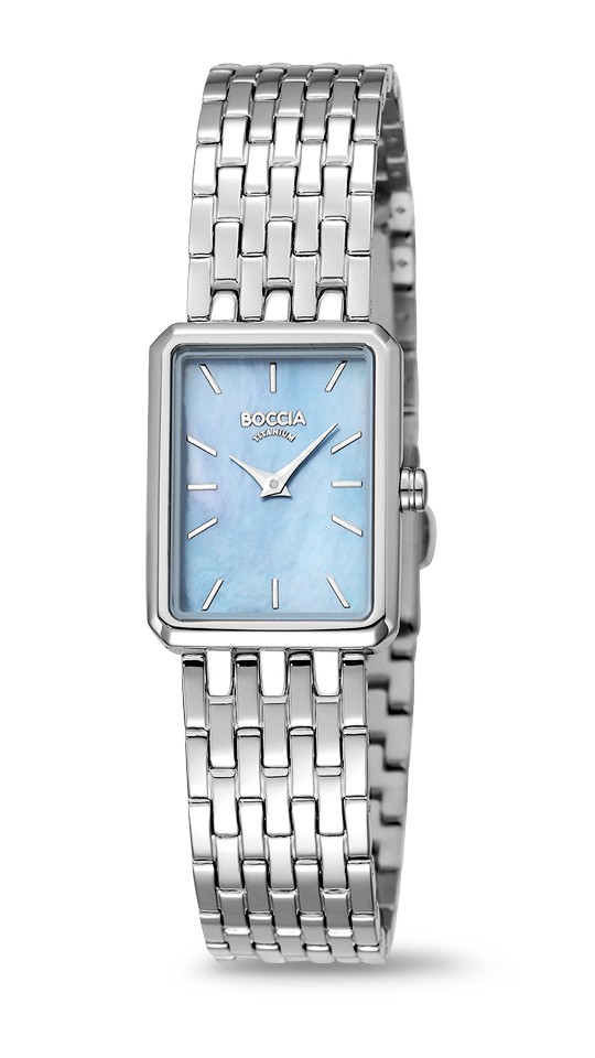Boccia Damen Armbanduhr Style 3383-01 Reintitan mit hellblauem Perlmuttzifferblatt