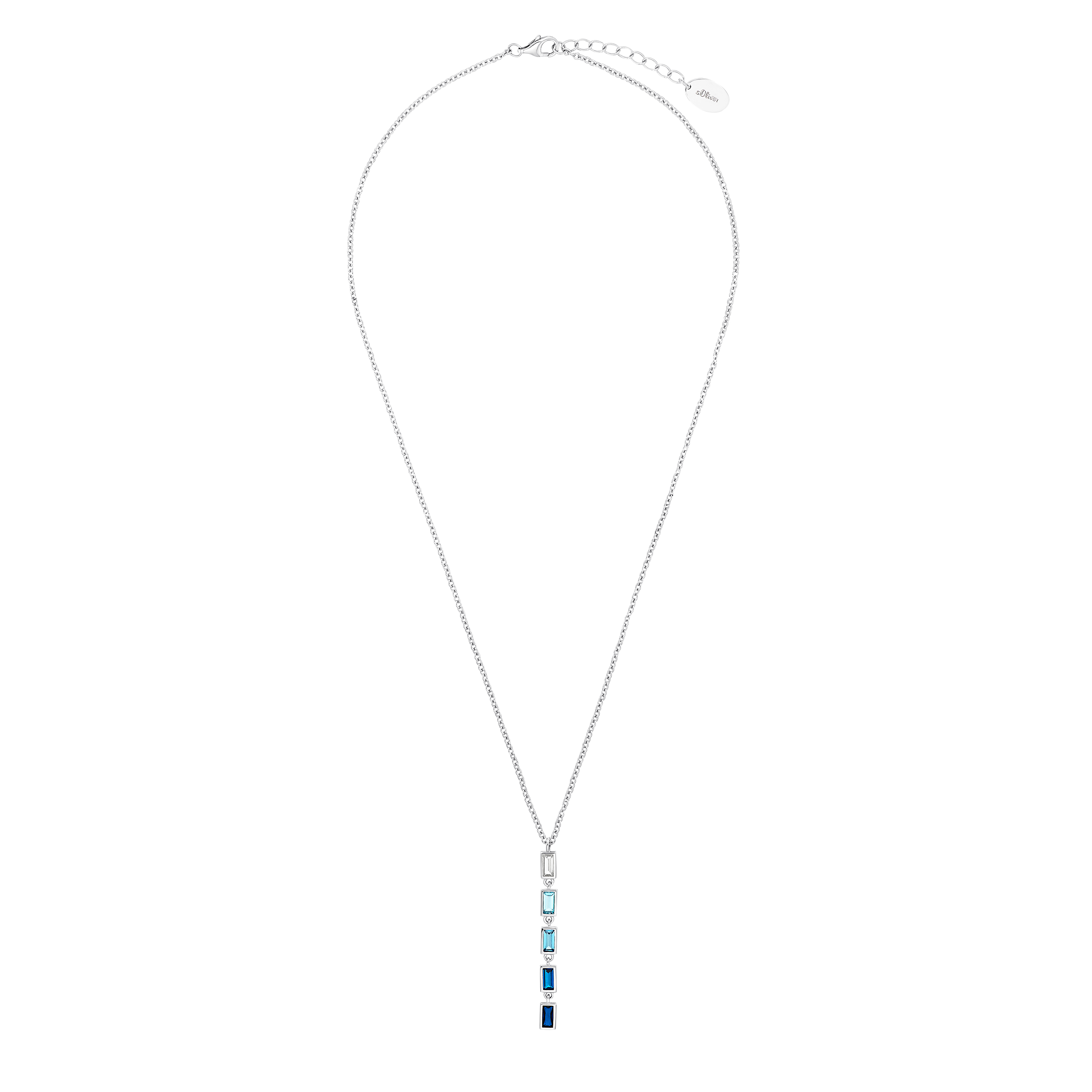 s.Oliver Damen Y-Collier 2031402 Silber Zirkonia blau