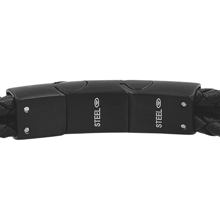 Tom Tailor Jungen Armband 2100612 Leder schwarz und Edelstahl