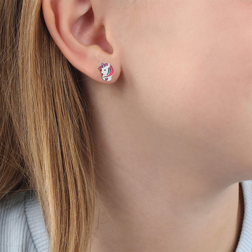 Lillifee Mädchen Ohrstecker 2101025 Einhorn bunt Silber 925