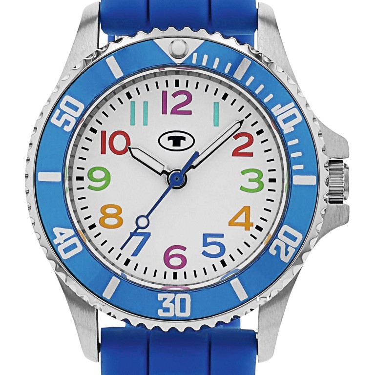 Tom Tailor Jungen Armbanduhr 2100703 Edelstahl Silikonband blau 