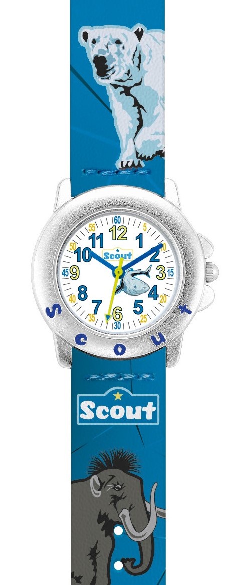 Scout Jungen Armbanduhr Star Kids 280393039 Eisbär, Mammut, Hai
