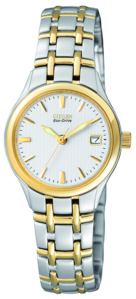 Citizen Damen Armbanduhr EW1264-50A Eco Drive Elegance Edelstahl Bicolor Goldplattiert
