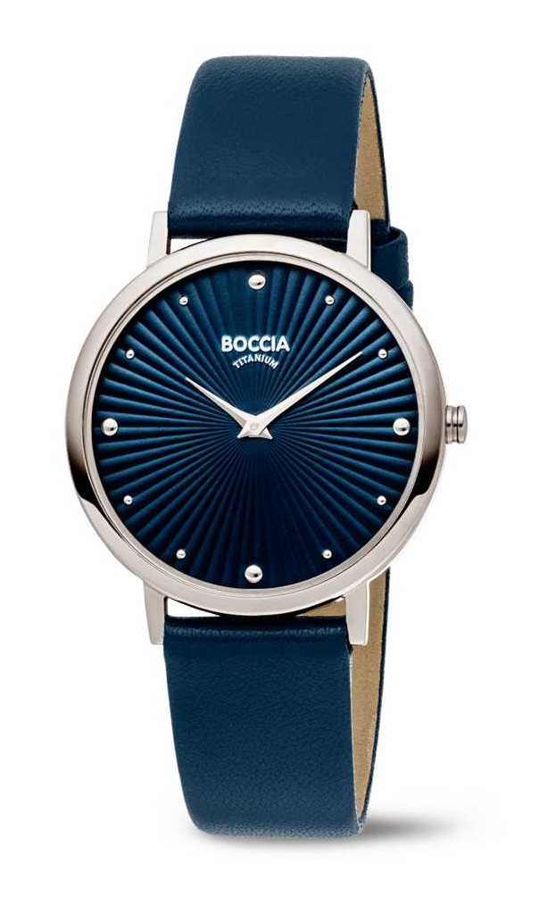 Boccia Damen Armbanduhr Trend 3365-02 Titan Lederband dunkelblau