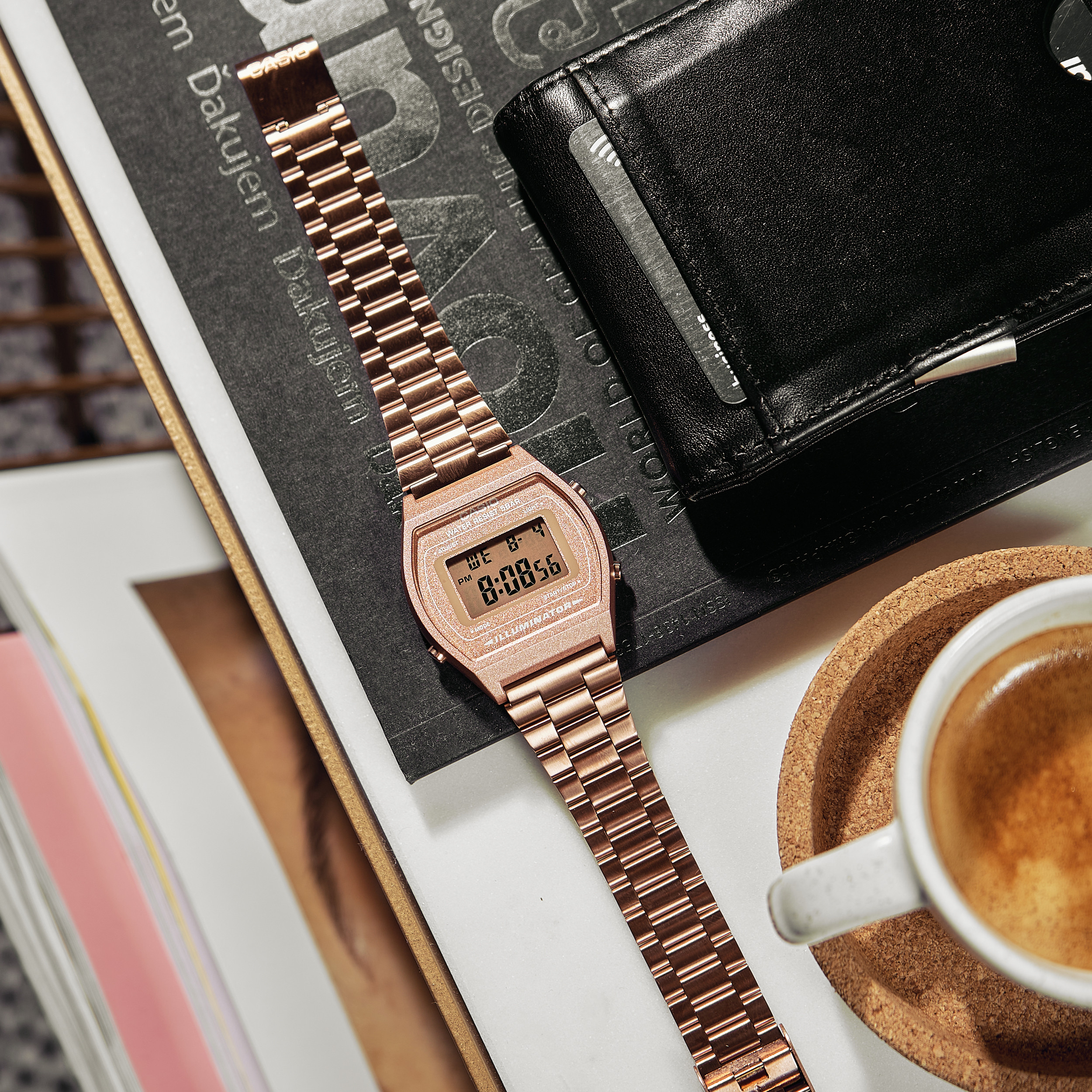 Casio Damen Armbanduhr B640WC-5AEF Vintage digital roségold IP